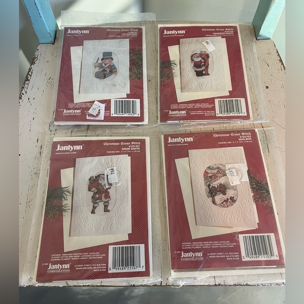 Lot of‎ 4 Janlynn Christmas Cross Stitch Kits Vintage 1994 NEW Donna Giampa